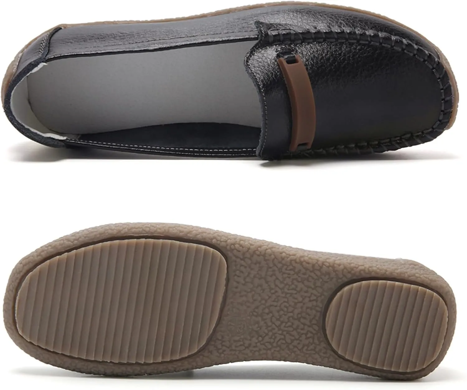 Solaud Women's Leather Loafers Comfort Soft Wild Driving Anti-Collision Penny Moccasins Nurses Work Daily Walking Flats Casual Shoes