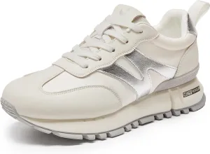 somiliss Sneakers for Women Genuine Leather Suede Patchwork Casual Lace Up Non-Slip Walking Shoes Comfortable Tennis Running Shoes Womens Fashion Sneakers