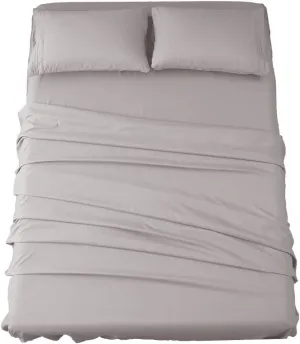 SONORO KATE Sheets Super Soft Microfiber 1800 Thread Count 16 Inch Deep Pocket 4 Piece Queen Grey