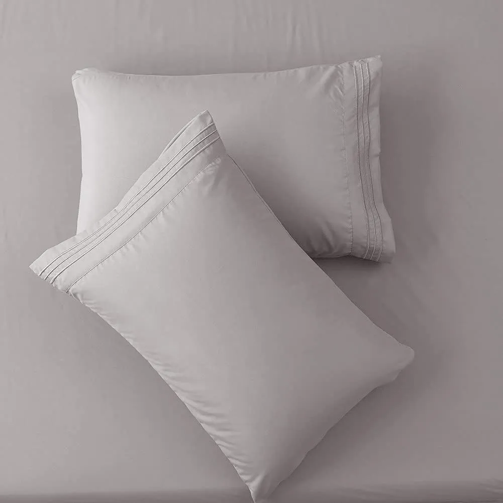 SONORO KATE Sheets Super Soft Microfiber 1800 Thread Count 16 Inch Deep Pocket 4 Piece Queen Grey
