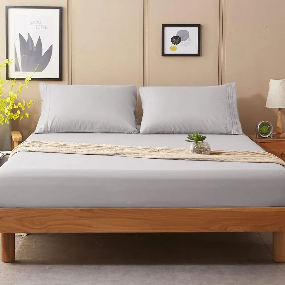 SONORO KATE Sheets Super Soft Microfiber 1800 Thread Count 16 Inch Deep Pocket 4 Piece Queen Grey