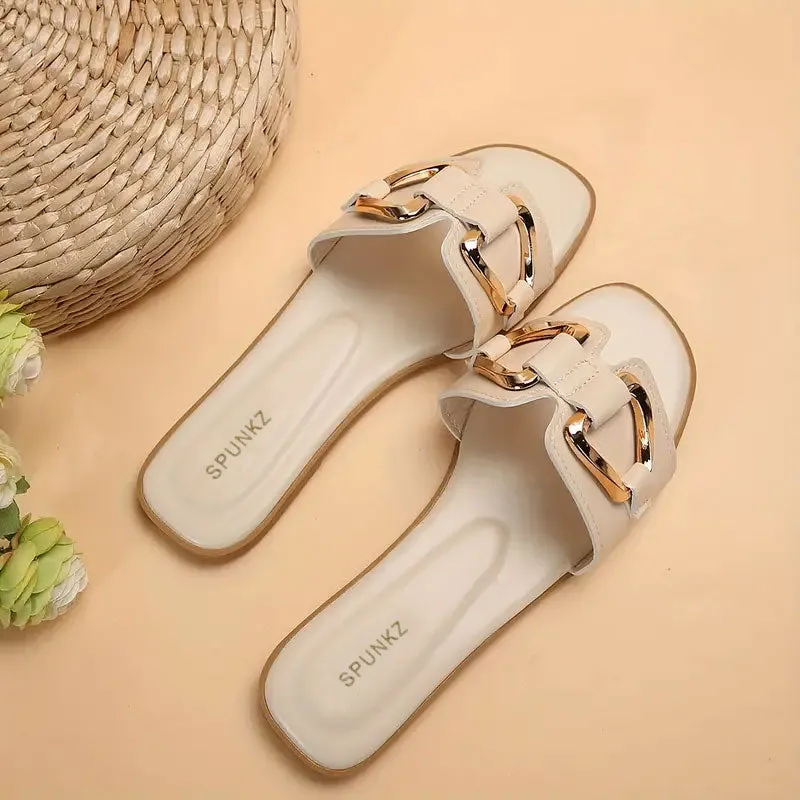 Spunkz Beige Casual Slippers for Women-11080