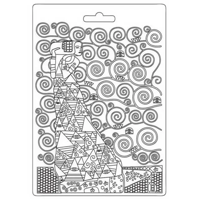 Stamperia -  Texture Impression - Soft Mould A5 - Klimt The Waiting*