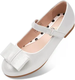 Stelle Girls Mary Jane Dress Shoes Ballerina Flat with Bow for Toddler/Little/Big Kids