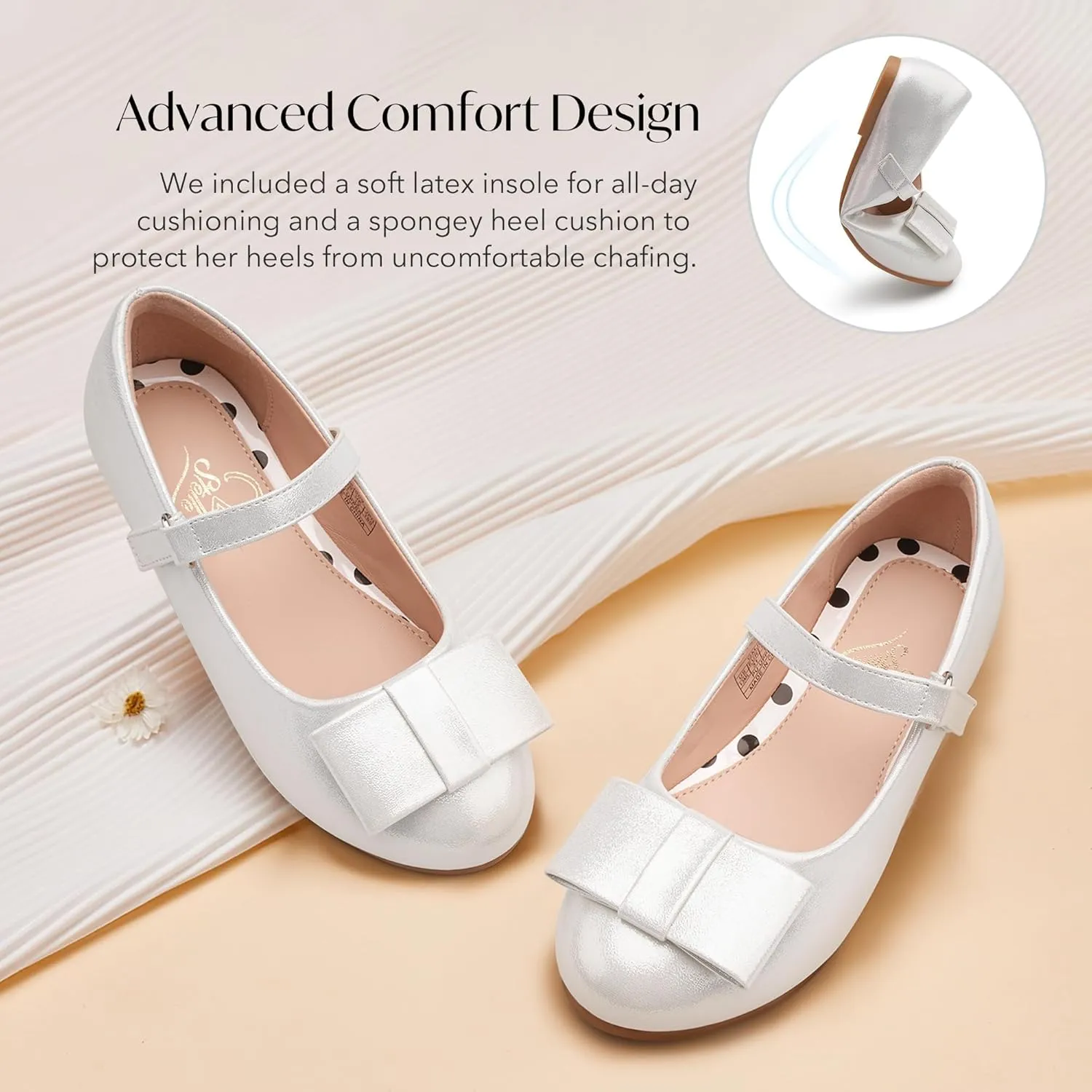 Stelle Girls Mary Jane Dress Shoes Ballerina Flat with Bow for Toddler/Little/Big Kids
