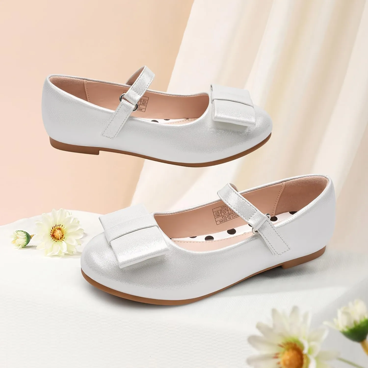 Stelle Girls Mary Jane Dress Shoes Ballerina Flat with Bow for Toddler/Little/Big Kids