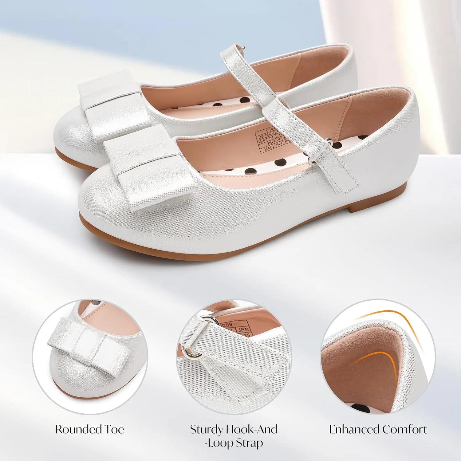Stelle Girls Mary Jane Dress Shoes Ballerina Flat with Bow for Toddler/Little/Big Kids