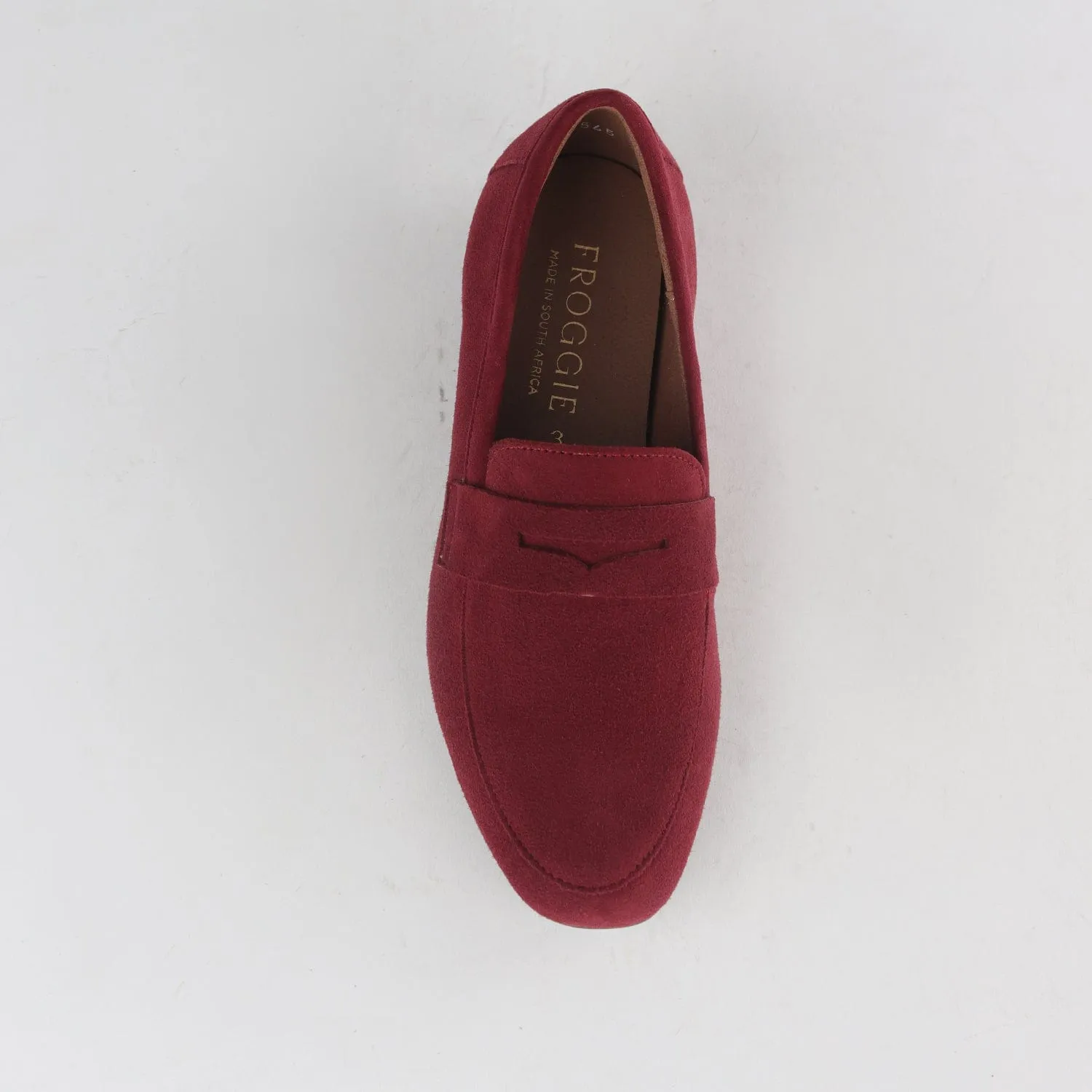 Suede Penny Loafer in Burgundy - 12587