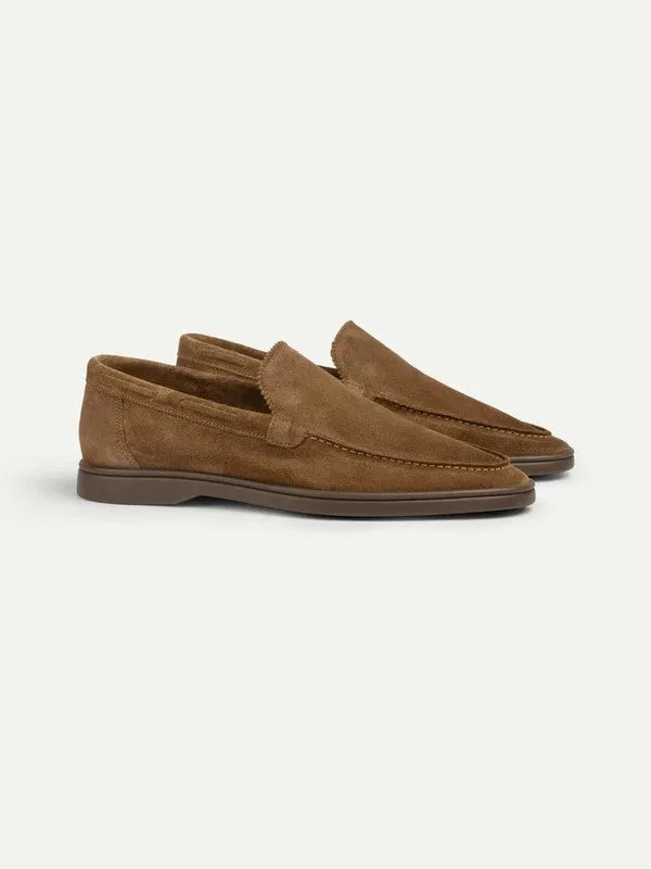 Summer Luxe: Premium Dark Tan Suede Loafers