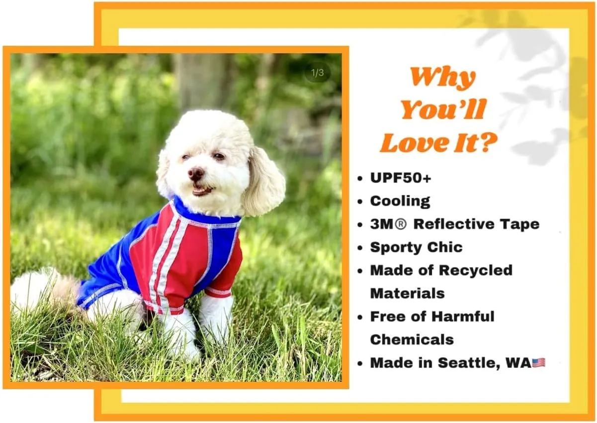 Sun Shirt for Dogs & Cats | Size: L | UV Protection Cooling T-Shirt for Pets | UPF50  Max Protection from Sunburn | Leash Hole, Machine Washable, Made in USA