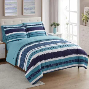 Sweet Home Collection 7 Piece Comforter Set Bag Solid Color All Season Soft Down Alternative Blanket & Luxurious Microfiber Bed Sheets, Marino, Twin