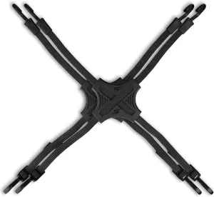 Tack Strap – 4-Way Flat Bungee Cord with Rubber Pad Grip, Non-Slip Tie Down Straps for Motorcycle, ATV, Kayak, Cycling, Camping, Truck Storage, Adjustable Bungee Cords - 2 Pack (Black)