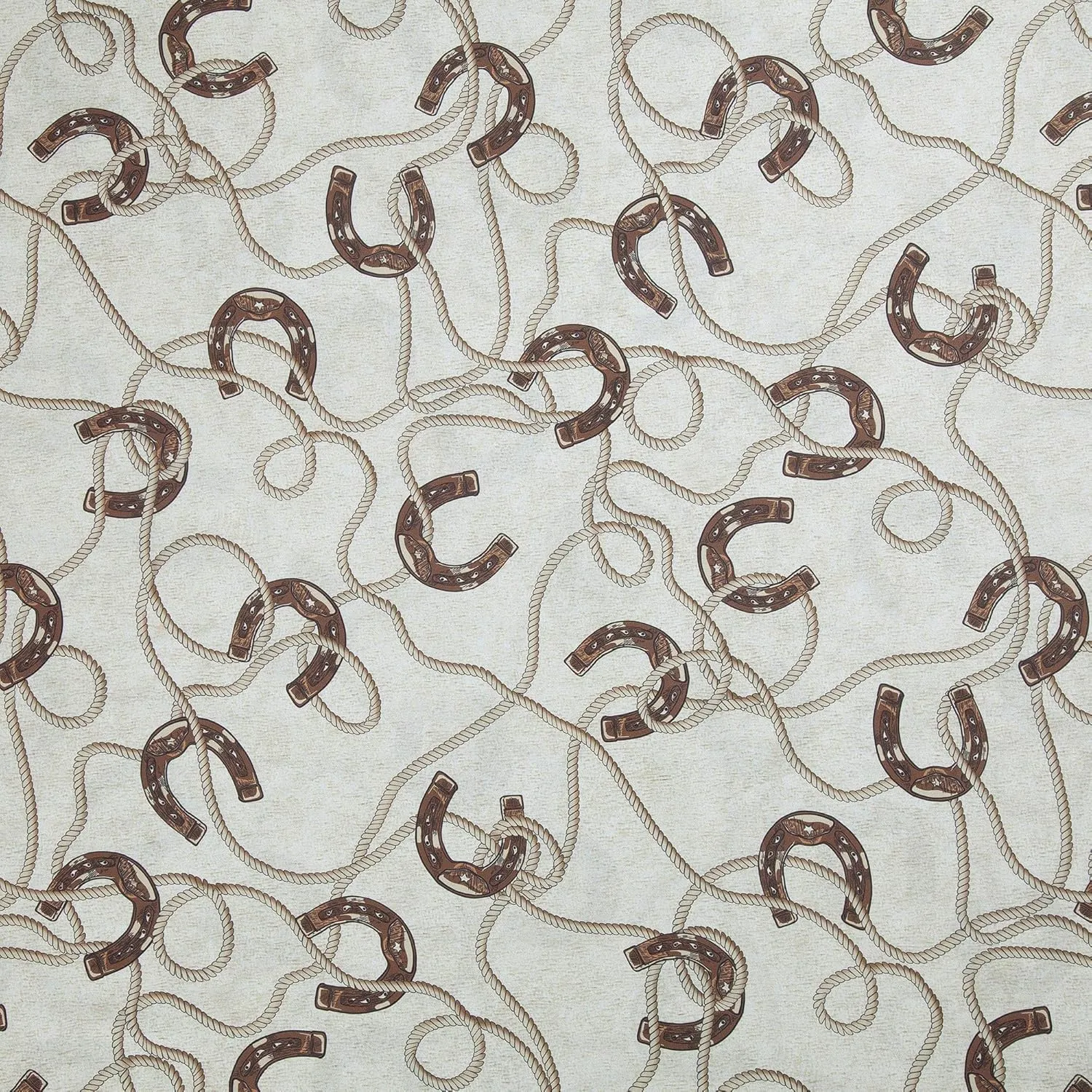 Tasha Polizzi Pierre Equestrian 4 Piece 350TC Cotton Full Sheet Set, Horseshoes Western Sheets, Brown Cream Southwestern Rustic Bedding, 1 Flat Sheet, 1 Fitted Sheet, 2 Pillowcases