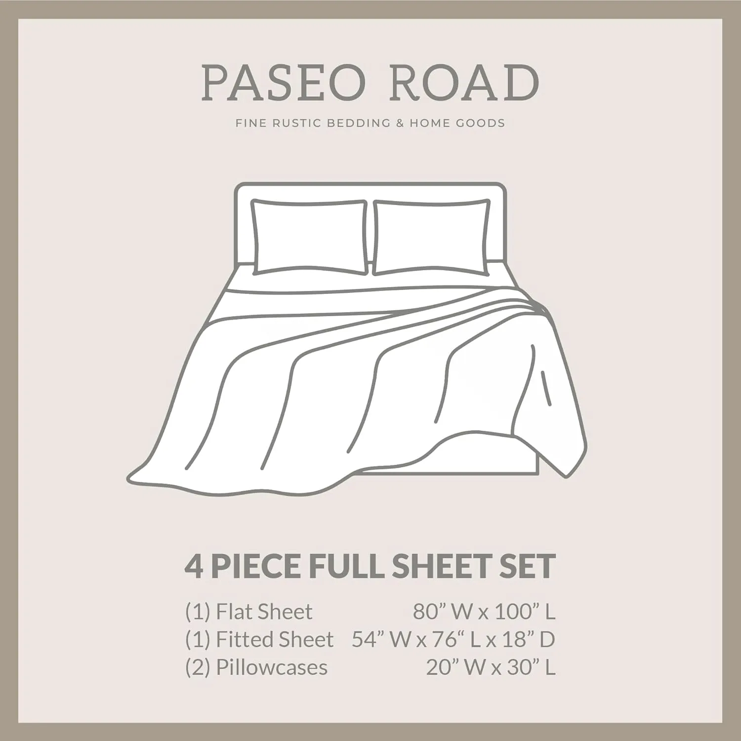Tasha Polizzi Pierre Equestrian 4 Piece 350TC Cotton Full Sheet Set, Horseshoes Western Sheets, Brown Cream Southwestern Rustic Bedding, 1 Flat Sheet, 1 Fitted Sheet, 2 Pillowcases