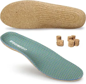 Thin Plantar Fasciitis Insoles, Arch Support Soft Breathable Cork Orthotic Shoe Inserts for Heel Pain Relief and Flat Foot, Anti Fatigue Work Insert （Men 12.5-14.5/Women 13.5-15.5）