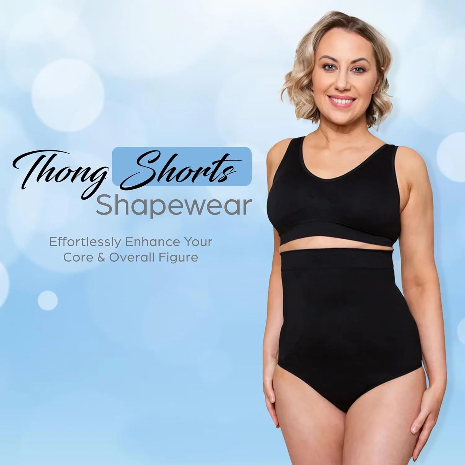 Thong Shorts Shapewear Tummy Control for Women, High Waist Shaping Seamless Body Shaper Panties