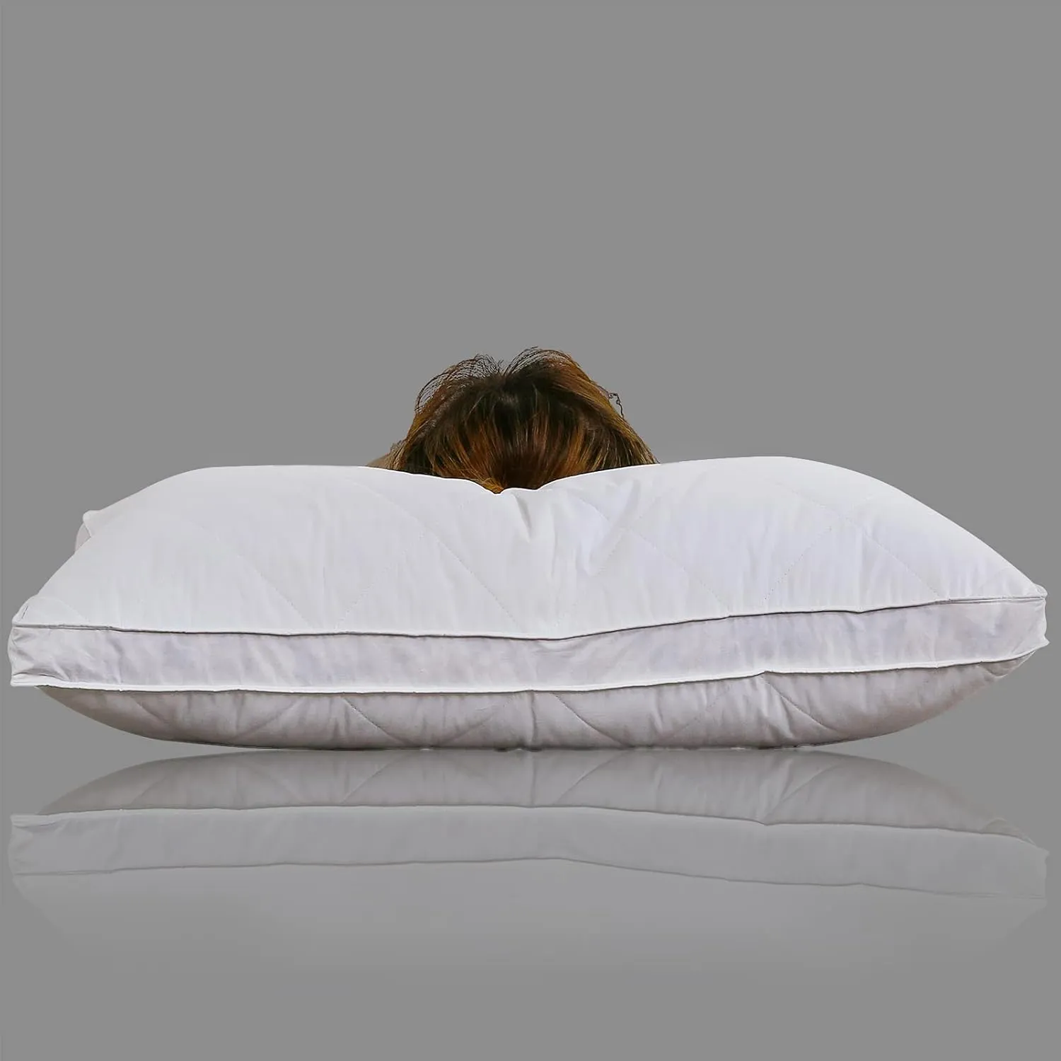 Three Geese Pack of 1 White Goose Feather Polyester Bed Pillows Queen/Standard Size- Soft 600 Thread Count 100% Cotton, Medium Firm,Soft Support Surround Fill Polyester,White Solid