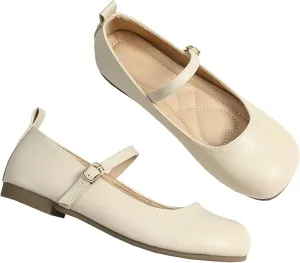 TN TANGNEST Women's Ballet Flats Retro Mary Jane Shoes for Women Cute Square Toe Buckle Dress Flats Soft Work Flats