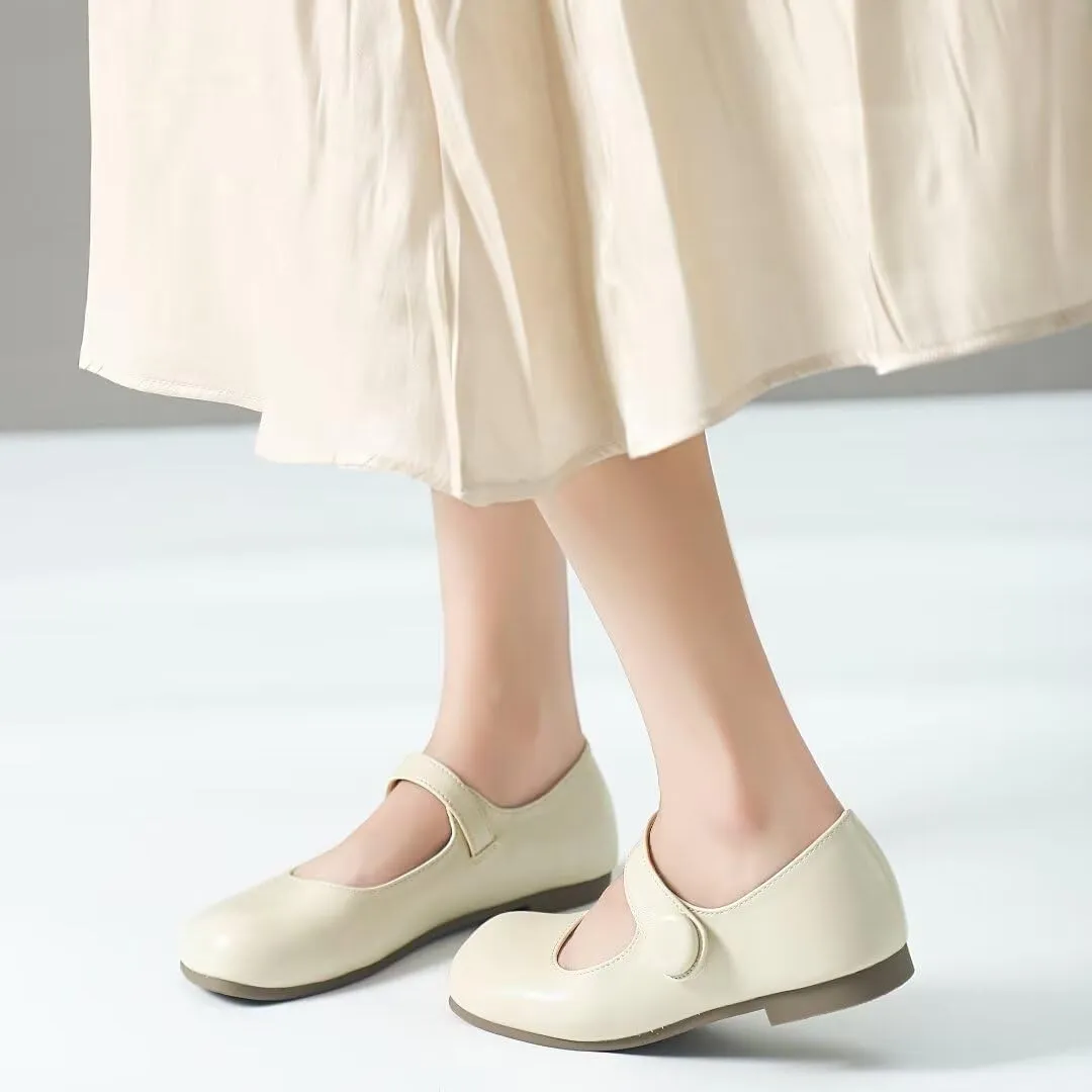 TN TANGNEST Women's Ballet Flats Retro Mary Jane Shoes for Women Cute Square Toe Buckle Dress Flats Soft Work Flats