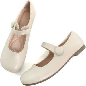 TN TANGNEST Women's Ballet Flats Retro Mary Jane Shoes for Women Cute Square Toe Buckle Dress Flats Soft Work Flats