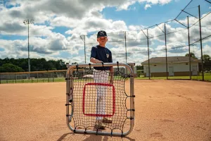 Trosky Pro Portable Rebounder 3' x 3' for Baseball and Softball with Bobby WITT Jr Endorsed Knee Pad - Lightweight, Portable, Indoor & Outdoor Use, Sturdy Pitch Back Rebounder