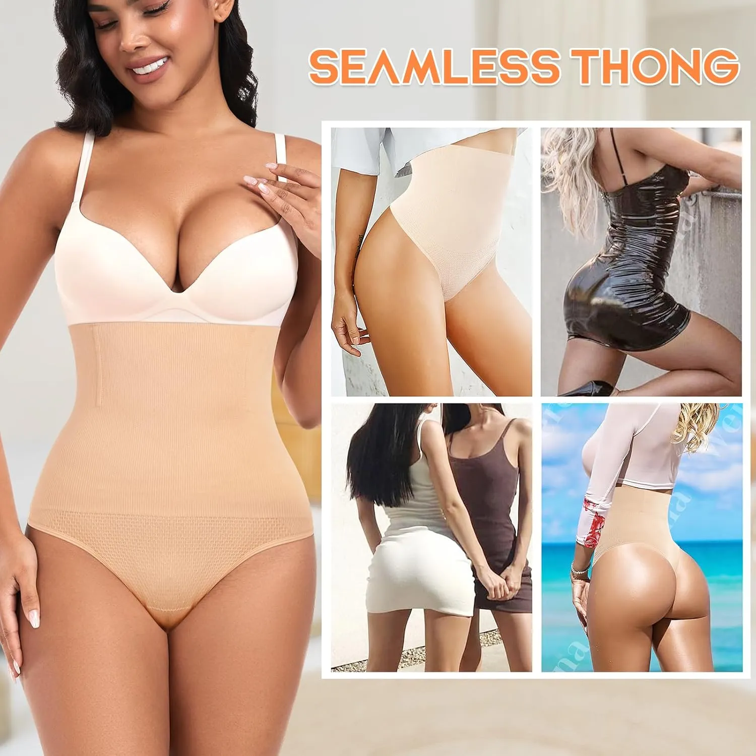 Tummy Control Thong Shapewear for Women High Waist Shaping Underwear Seamless Body Shaper Panties Girdle