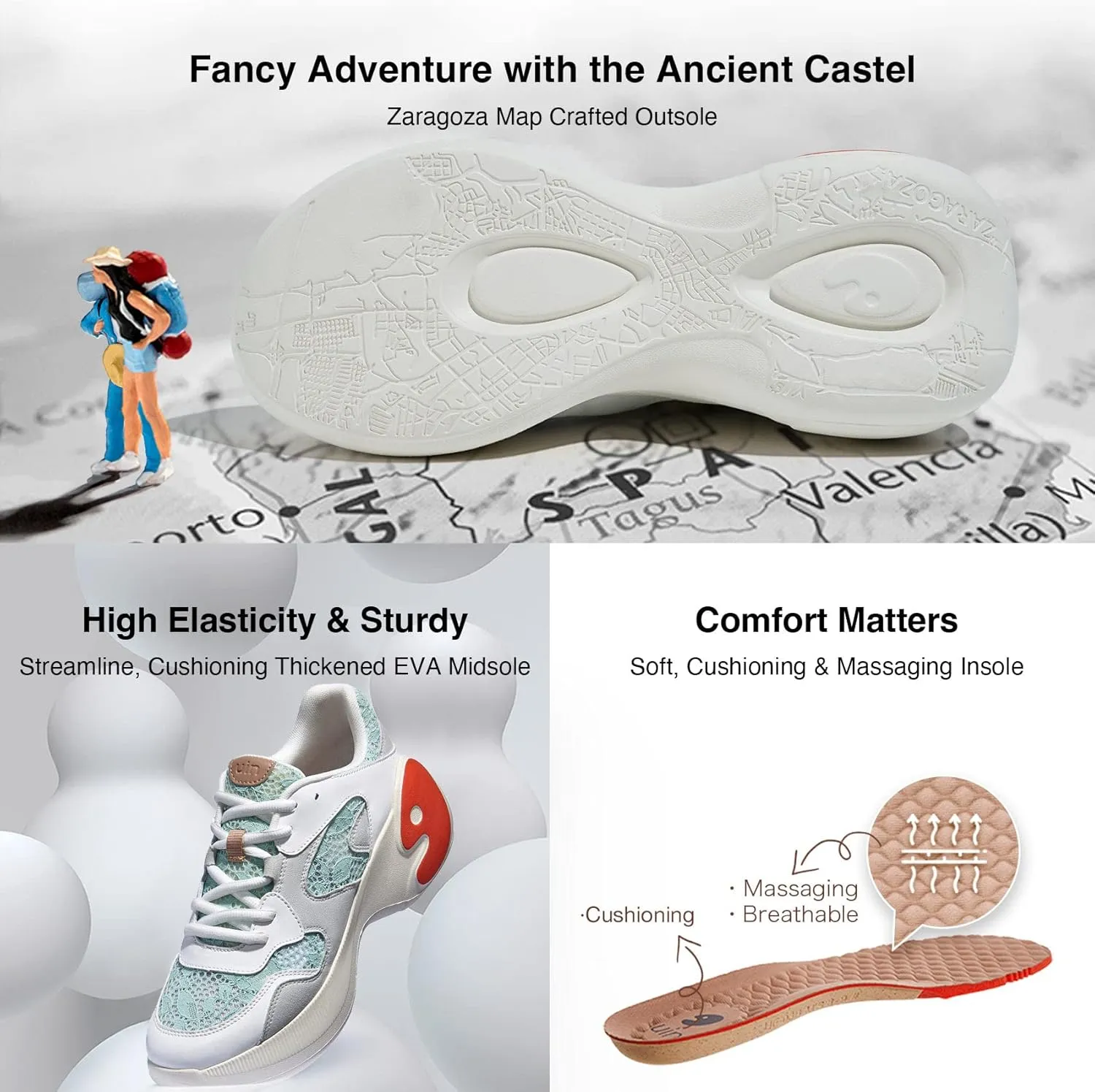 UIN Women's Travel Walking Shoes Art Painted Slip Ons Casual Lightweight Comfortable Chunky Fashion Sneaker Zaragoza Series