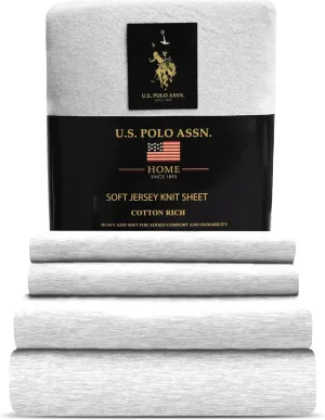 U.S. Polo Assn. All Season, Soft and Cozy T-Shirt Material, 1800 Thread Count 4-Piece Cotton Rich Jersey Sheet Set