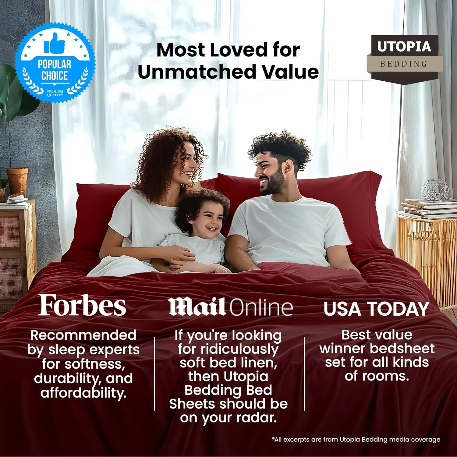 Utopia Bedding Queen Sheet Set – 4 Piece Bed Sheets for Queen Size Bed, Soft and Breathable Microfiber, Includes 1 Fitted Sheet, 1 Flat Sheet and 2 Pillowcases (Burgundy)