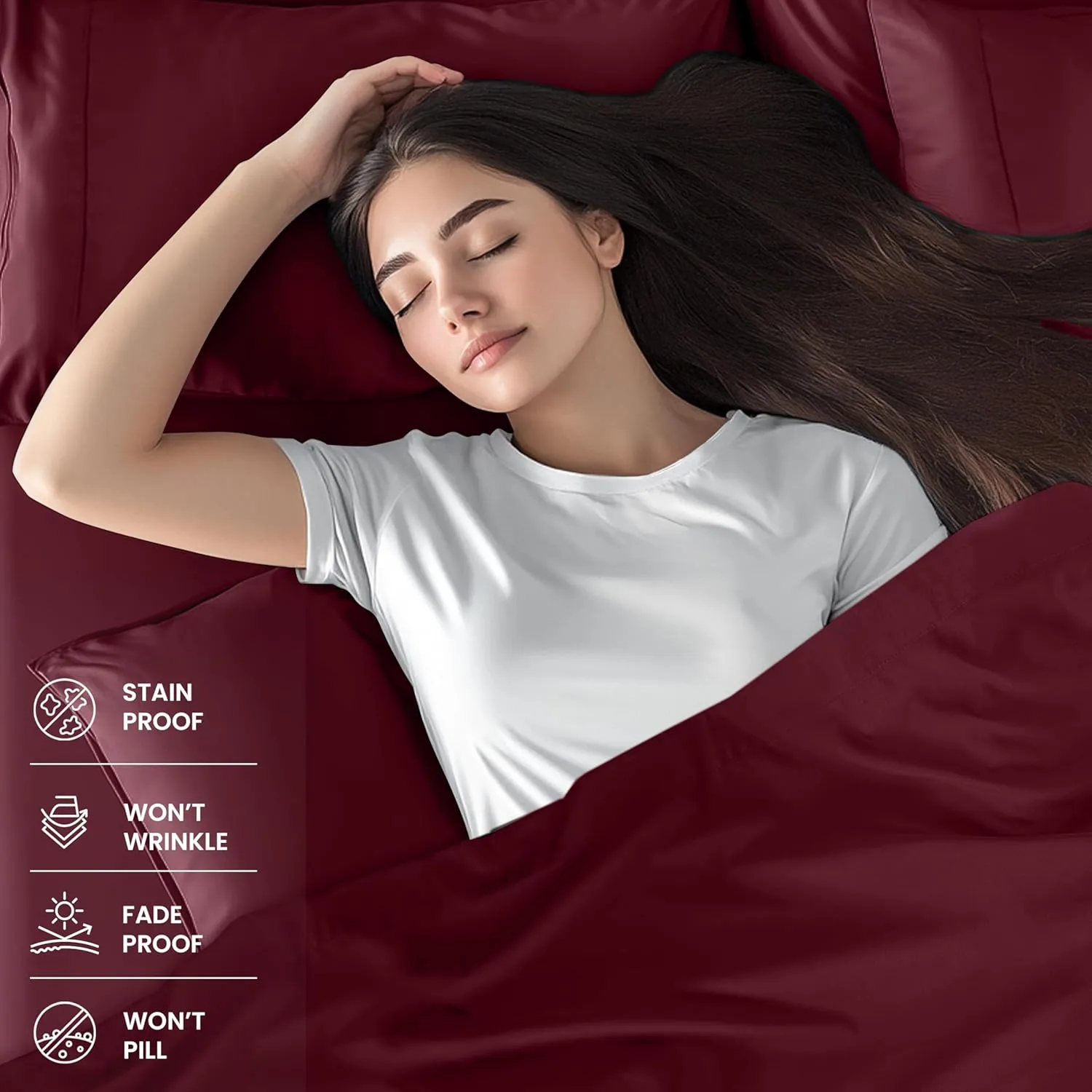 Utopia Bedding Queen Sheet Set – 4 Piece Bed Sheets for Queen Size Bed, Soft and Breathable Microfiber, Includes 1 Fitted Sheet, 1 Flat Sheet and 2 Pillowcases (Burgundy)