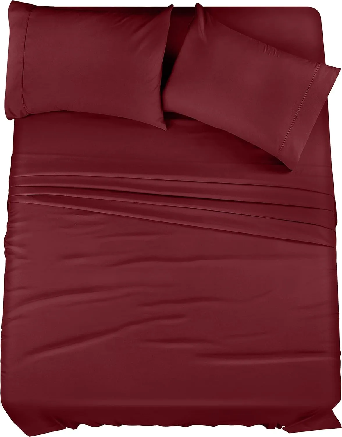 Utopia Bedding Queen Sheet Set – 4 Piece Bed Sheets for Queen Size Bed, Soft and Breathable Microfiber, Includes 1 Fitted Sheet, 1 Flat Sheet and 2 Pillowcases (Burgundy)