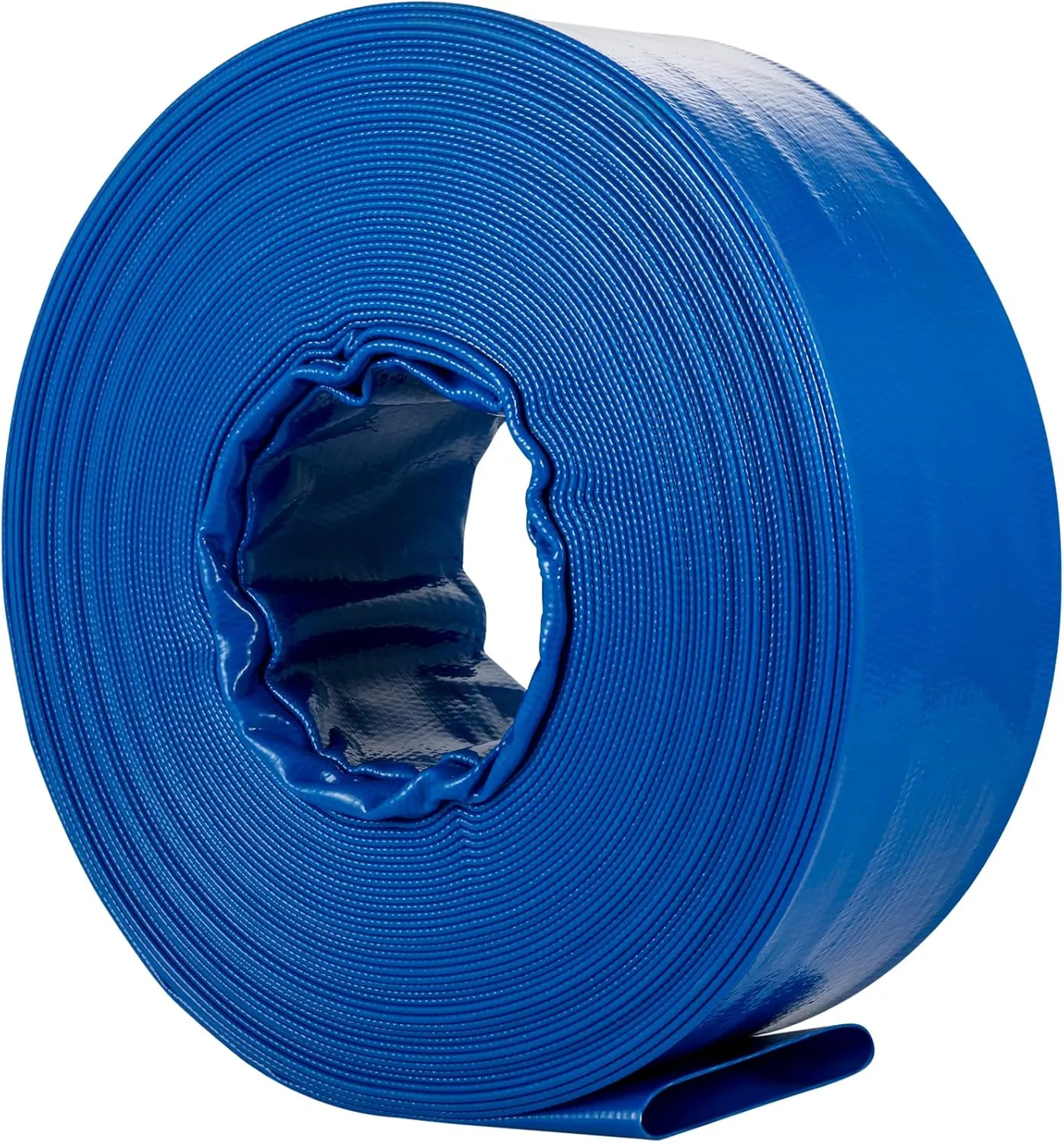 VEVOR Discharge Hose, 2" x 105', PVC Fabric Lay Flat Hose, Heavy Duty Backwash Drain Hose with Clamps, Weather-proof & Burst-proof, Ideal for Swimming Pool & Water Transfer, Blue