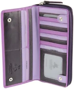Visconti RB 55 Multi Colored Ladies Soft Leather Checkbook Wallet And Purse (Lilac Multi)