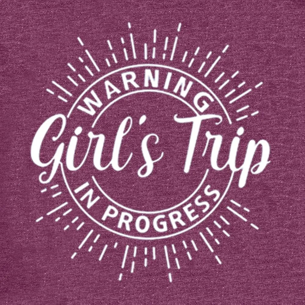 Warning Girls Trip in Progress T-Shirt Shirt Vacation Outfits for Women Holiday Shirts Girls Weekend Tee