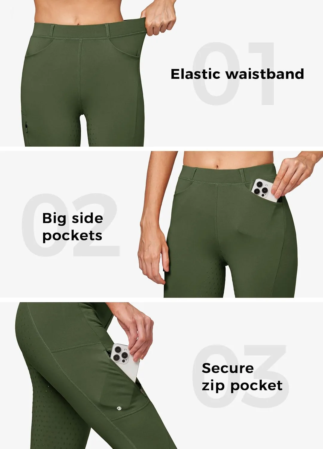 Willit Women's Fleece Riding Breeches Winter Horse Riding Pants Tights Equestrian Thermal Schooling Tights