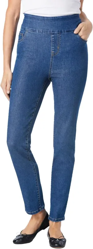 Woman Within Plus Size Flex-Fit Pull-On Slim-Leg Denim Jean