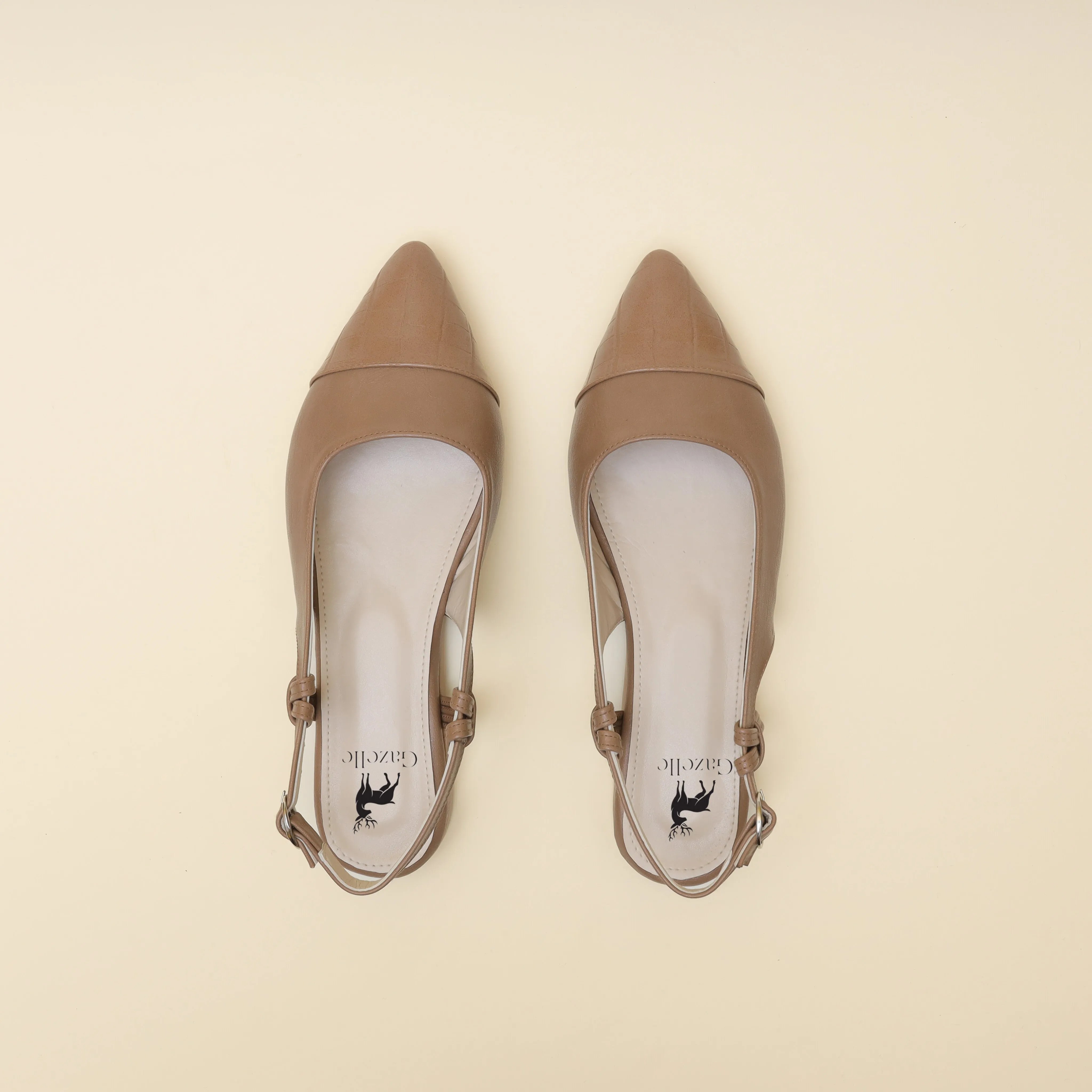 Women Beige Pointed Flat Sandal