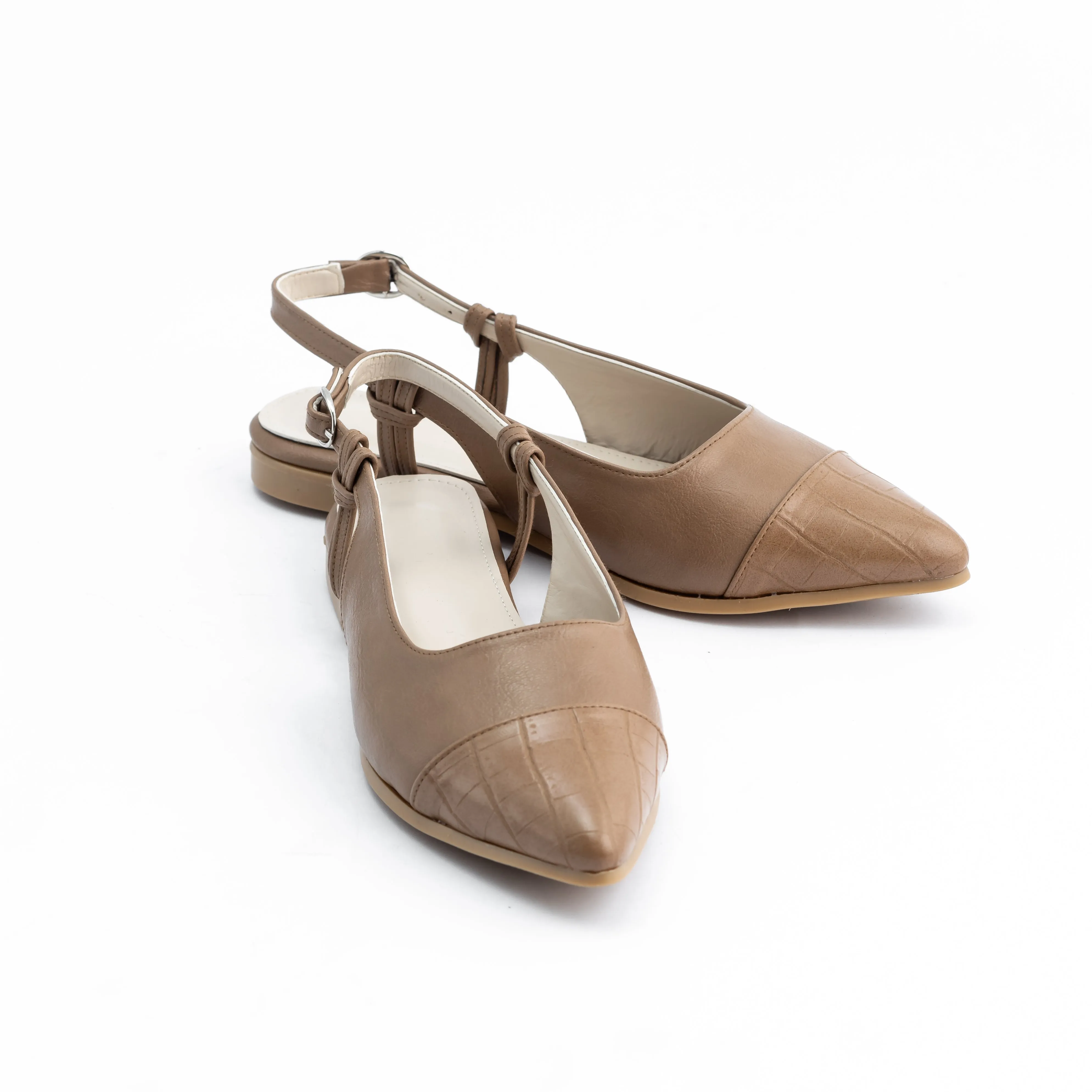 Women Beige Pointed Flat Sandal