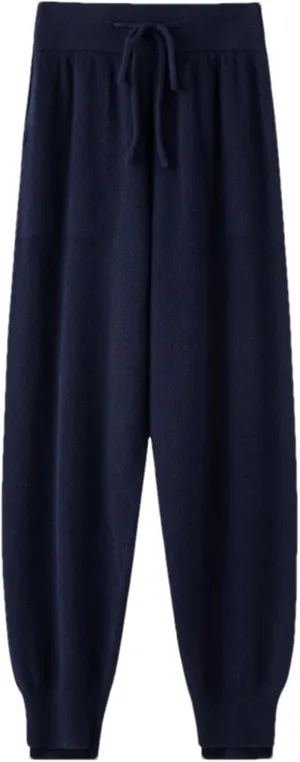 Women Bloomers Thick Wool Soft Pants Casual Drawstring Solid Warm Lace Up Trousers