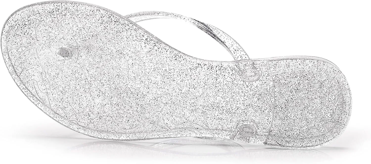 Women Flip Flops Jelly Shoes Thong Sandals Flat Slides Clear Jellies Pool Slippers Bathroom Summer Beach Size 8 Ladies Non Slip Dress Comfortable Quick Drying Soft