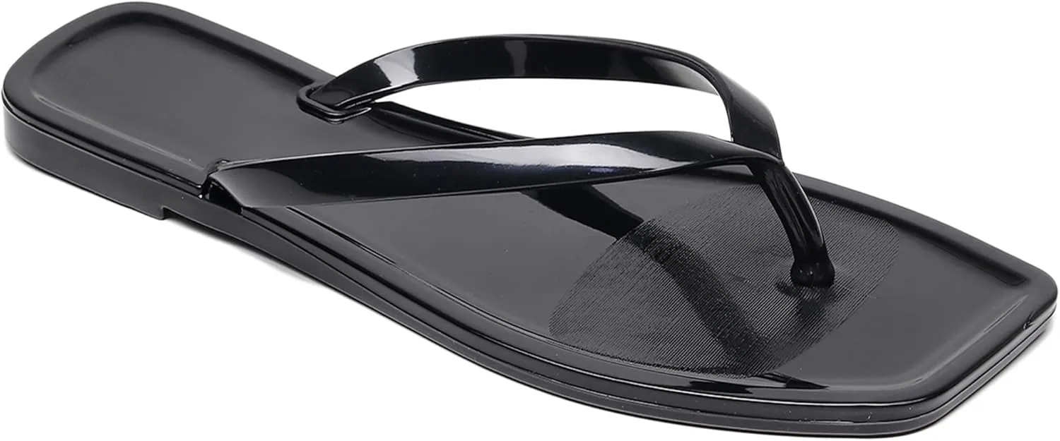 Women Flip Flops Jelly Shoes Thong Sandals Flat Slides Clear Jellies Pool Slippers Bathroom Summer Beach Size 8 Ladies Non Slip Dress Comfortable Quick Drying Soft
