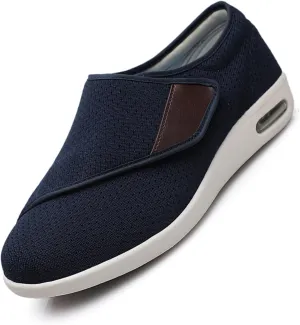 Women Men Diabetic Shoes,Elderly Adjustable Orthopedic Walking Shoes,Lightweight Breathable Bunions Plantar Fasciitis Relief Extended Shoes with Swollen Feet (Blue 01 37 EU)