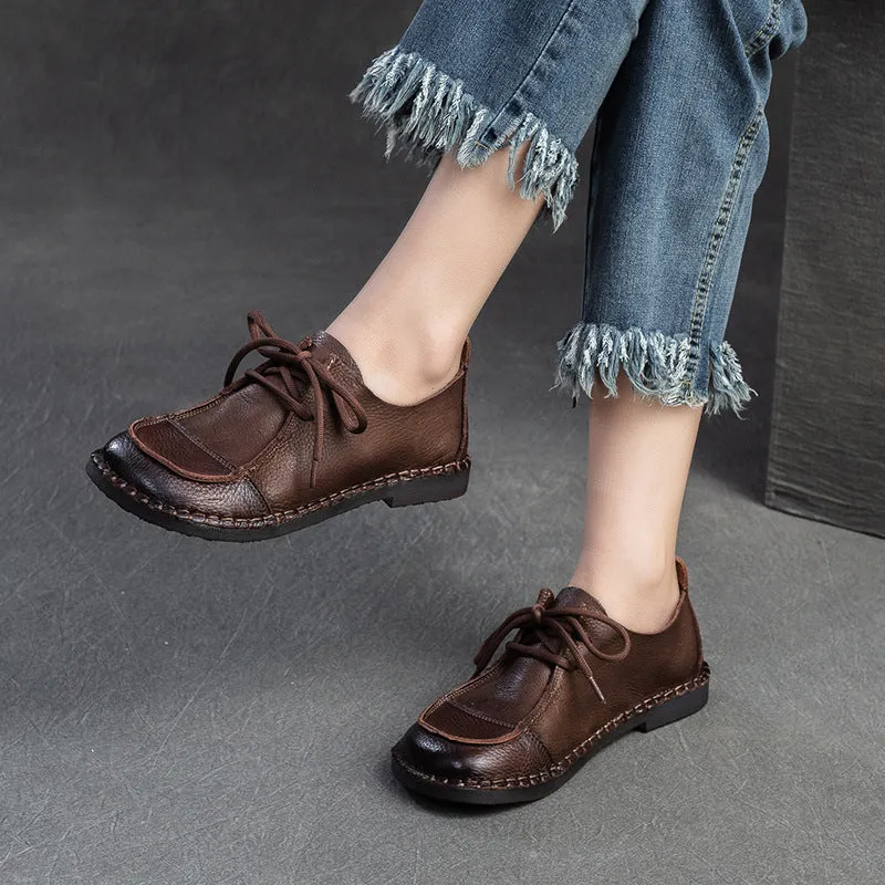 Women Retro Soft Leather Flat Casual Shoes
