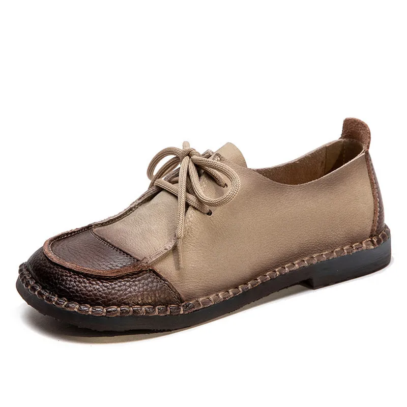 Women Retro Soft Leather Flat Casual Shoes