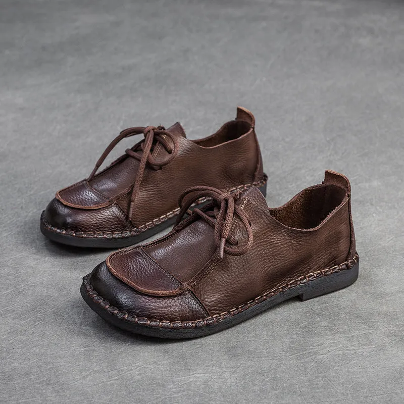 Women Retro Soft Leather Flat Casual Shoes