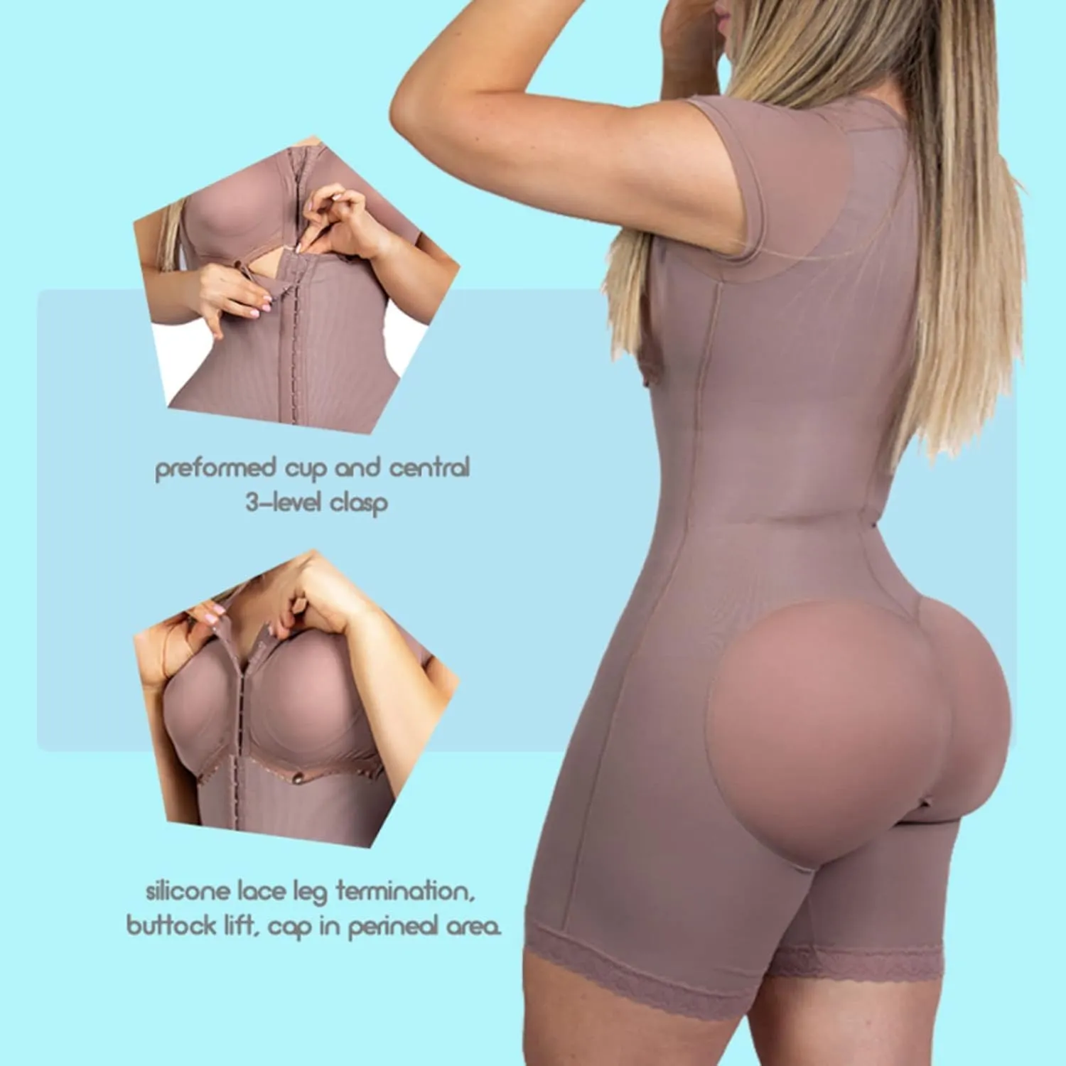 Women Sexy Shapewear Women Shapewear Front Hooks Closure Waist Trainer Body Shaper Tummy Slimming Shapewear with Bra Underwear Bodysuit for Women