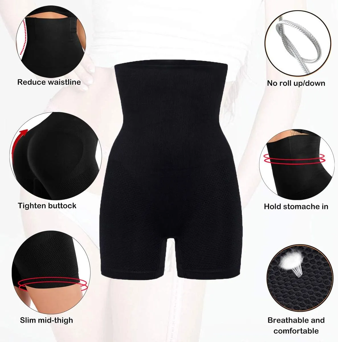Women Tummy Control Body Shaper High Waist Butt Lifter Thigh Slimmer Shorts Waist Trainer Shapewear Compression Bodysuit