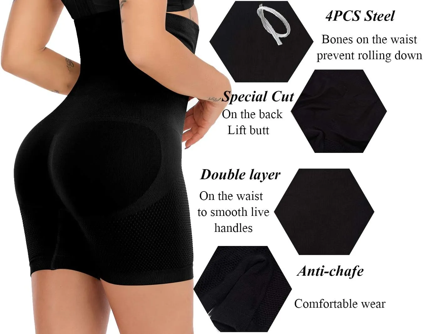 Women Tummy Control Body Shaper High Waist Butt Lifter Thigh Slimmer Shorts Waist Trainer Shapewear Compression Bodysuit