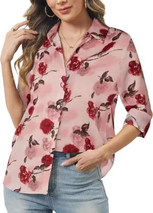 Women's Button Down Shirts Long Sleeve Basic Classic Soft Shirt Collared Fashion Dressy Casual Blouses