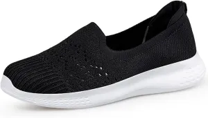 Women's Fashion Lightweight Knit Mesh Flat Loafers Casual Comfortable Soft Non-Slip Breathable Walking Shoes